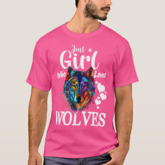 T-shirt Juste Une Fille Qui Aime Les Loups Drôle Les Femme