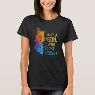 T-shirt Juste Une Fille Qui Aime Les Loups Les Animaux Por