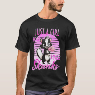 T-shirt Juste une fille qui aime les mouffettes Animaux Fl