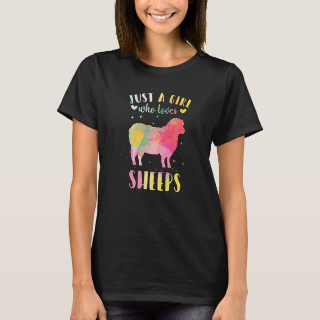 T-shirt Juste Une Fille Qui Aime Les Moutons Aquarelle Mou (Devant)