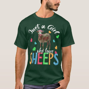 T-shirt Juste Une Fille Qui Aime Les Moutons Fleurs Floral
