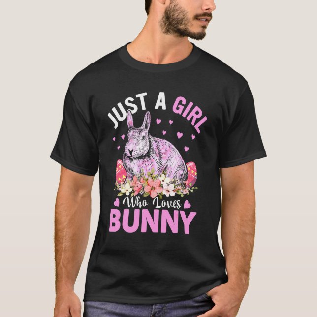 T-shirt Juste Une Fille Qui Aime Les Oeufs De Lapin Fleurs (Devant)