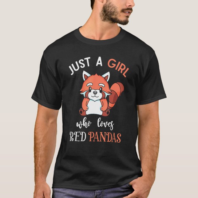 T-shirt Juste Une Fille Qui Aime Les Pandas Rouges Animaux (Devant)