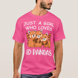 T-shirt Juste Une Fille Qui Aime Les Pandas Rouges Cadeaux