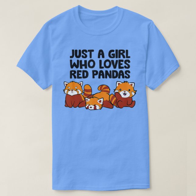 T-shirt Juste une fille qui aime les pandas rouges mignons (Design devant)