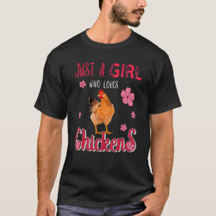 T-shirt Juste une fille qui aime les poules Fleurs léopar