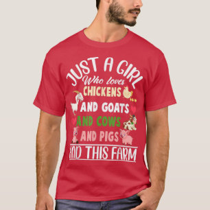 T-shirt Juste Une Fille Qui Aime Les Poulets Chèvres Vache