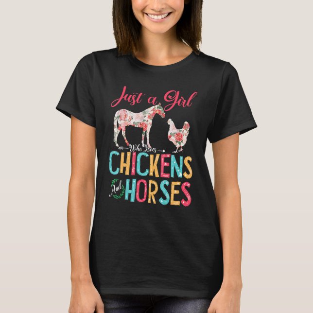 T-shirt Juste Une Fille Qui Aime Les Poulets Et Les Chevau (Devant)