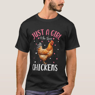 T-shirt Juste Une Fille Qui Aime Les Poulets Les Filles Le