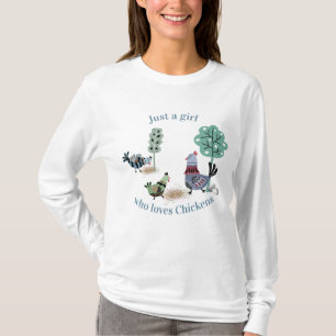 T-shirt Juste Une Fille Qui Aime Les Poulets Pays Art Folk