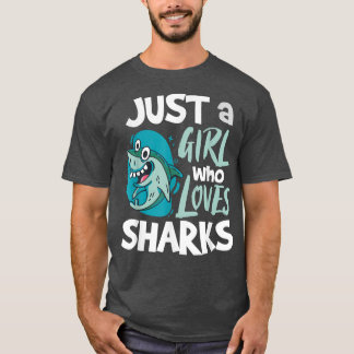 T-shirt Juste une fille qui aime les requins 487