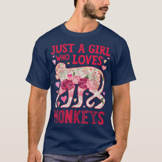 T-shirt Juste Une Fille Qui Aime Les Singes Drôle Les Femm