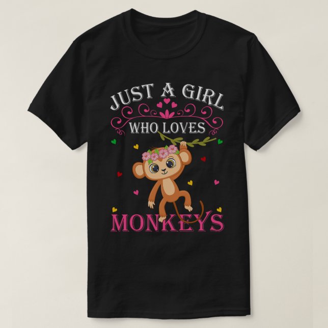 T-shirt Juste Une Fille Qui Aime Les Singes Mignonnes Sing (Design devant)
