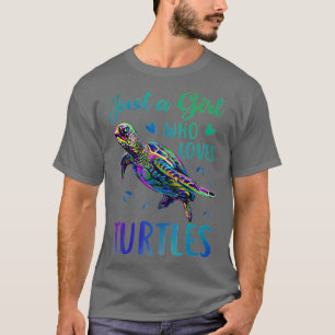 T-shirt Juste une fille qui aime les tortues Aquarelle Mer