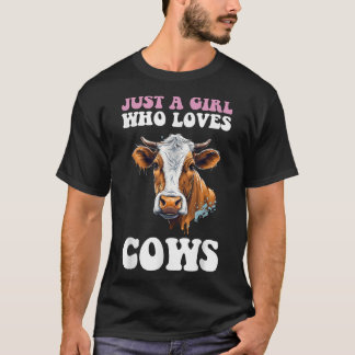 T-shirt Juste une fille qui aime les vaches Amoureux des a