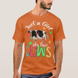 T-shirt Juste Une Fille Qui Aime Les Vaches Drôle Vache Fl