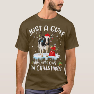 T-shirt Juste Une Fille Qui Aime Les Vaches Et Noël Laide