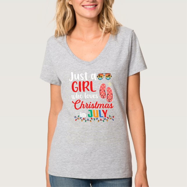 T-shirt Juste une fille qui aime Noël en juillet été (Devant)