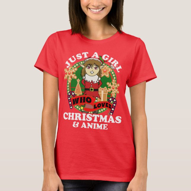 T-shirt Juste une fille qui aime Noël et Anime Elf (Devant)