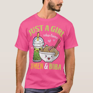 T-shirt Juste une fille qui aime Ramen et Boba Kawaii Anim