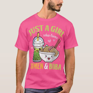 T-shirt Juste une fille qui aime Ramen et Boba Kawaii Anim