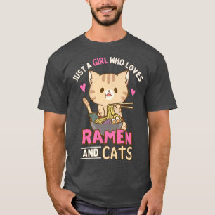 T-shirt Juste une fille qui aime Ramen et Chats Anime Kawa