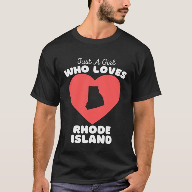 T-shirt Juste une fille qui aime Rhode Island mignonne Rho (Devant)