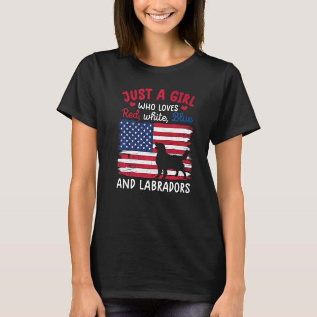 T-shirt Juste Une Fille Qui Aime Rouge Blanc Bleu Labrador (Devant)