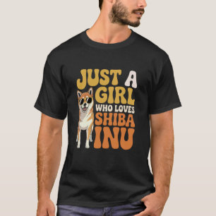 T-shirt Juste Une Fille Qui Aime Shiba Inu Rétro 70s Doge