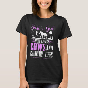 T-shirt Juste une fille qui aime vaches Rodéo Western Pays