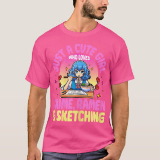 T-shirt Juste Une Mignonne Fille Qui Aime Anime Ramen Sket