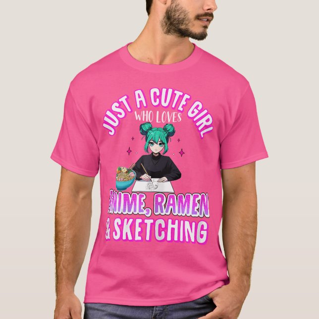 T-shirt Juste Une Mignonne Fille Qui Aime Anime Sketching  (Devant)