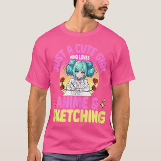 T-shirt Juste Une Mignonne Fille Qui Aime L'Anime Et L'Esq