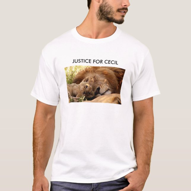 T-shirt Justice pour Cecil le lion avec son petit (Devant)