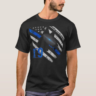 T-shirt K9 Agent de police Mince Ligne bleue Drapeau Canin