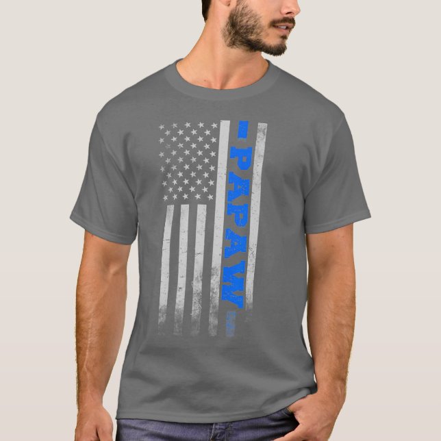 T-shirt K9 Officier Design Papaw US American Flag Cadeau (Devant)