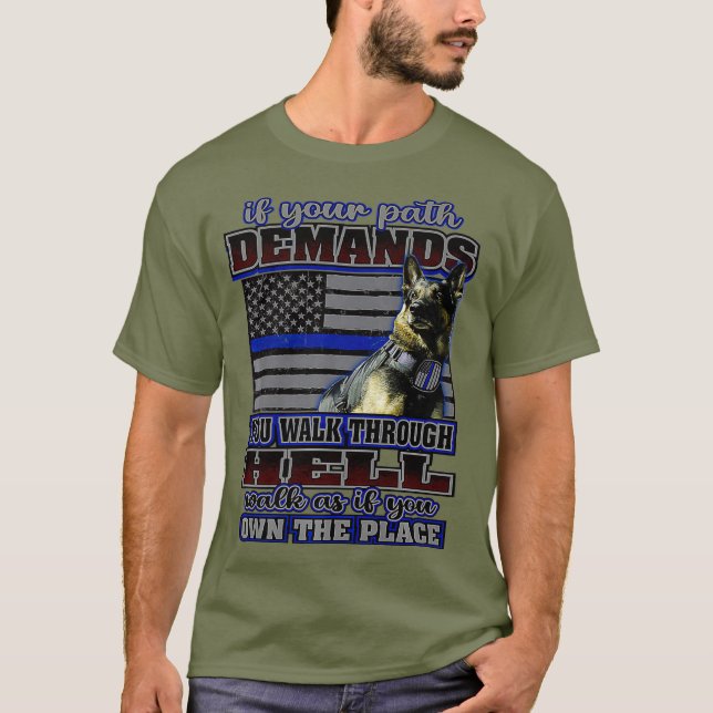 T-shirt K 9 Costume de chien Mancheur de police mince Lign (Devant)