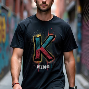 T-shirt K : Graffiti personnalisable à une lettre en gras