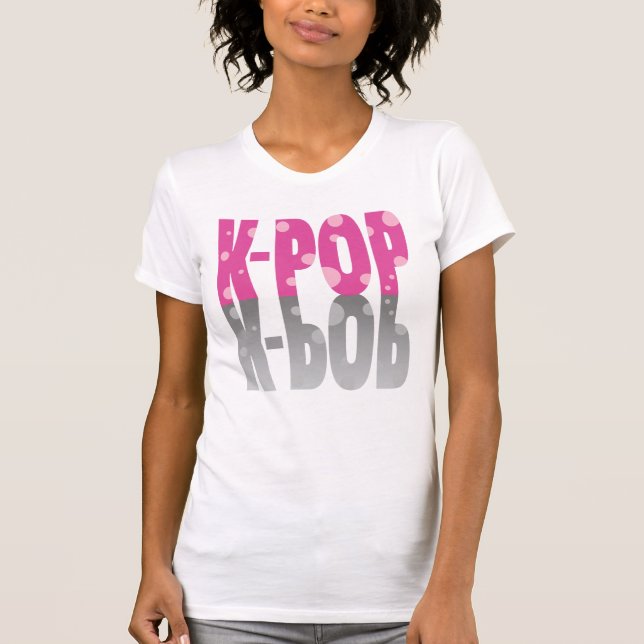 T-shirt K-Pop avec points et ombre en rose (Devant)