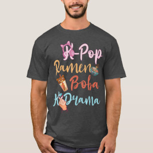 T-shirt K-Pop Ramen Boba K-Drama Doigt Coeur Musique Corée