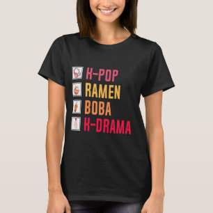 T-shirt K-Pop Ramen Boba K-Drama Musique coréenne Coeur co
