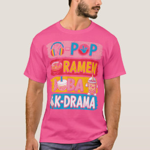 T-shirt K Pop Ramen Boba Milk Tea K-Drama Cute Kawaii Kore