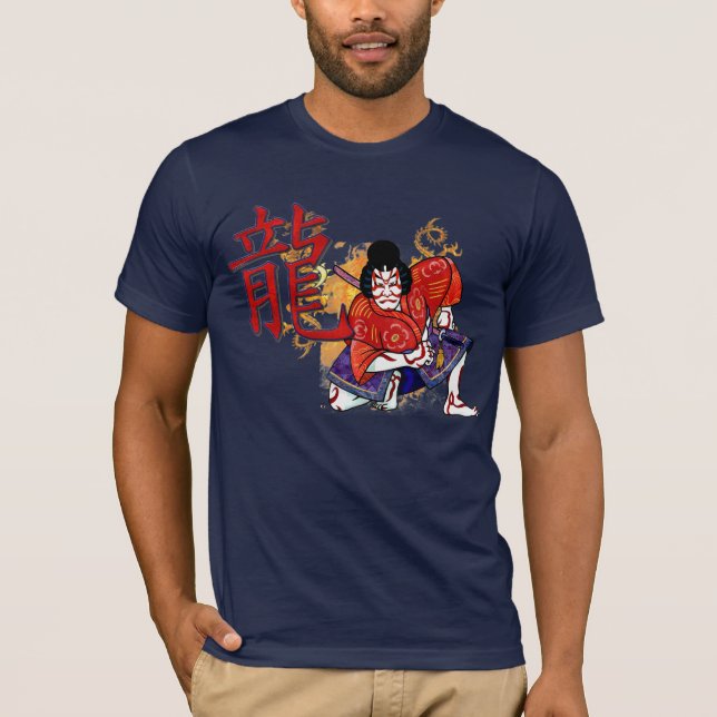 T-shirt Kabuki acteur japonais Folk Art (Devant)
