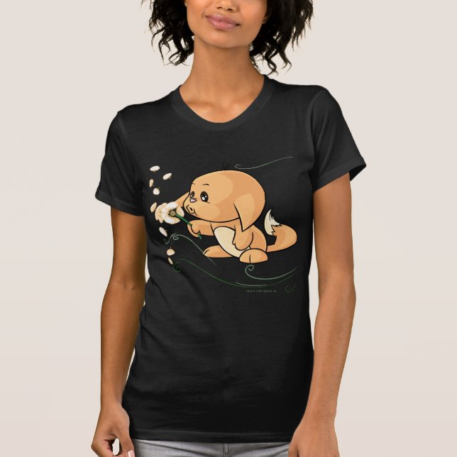 T-shirt Kacheek orange souhaitant sur un pissenlit (Devant)