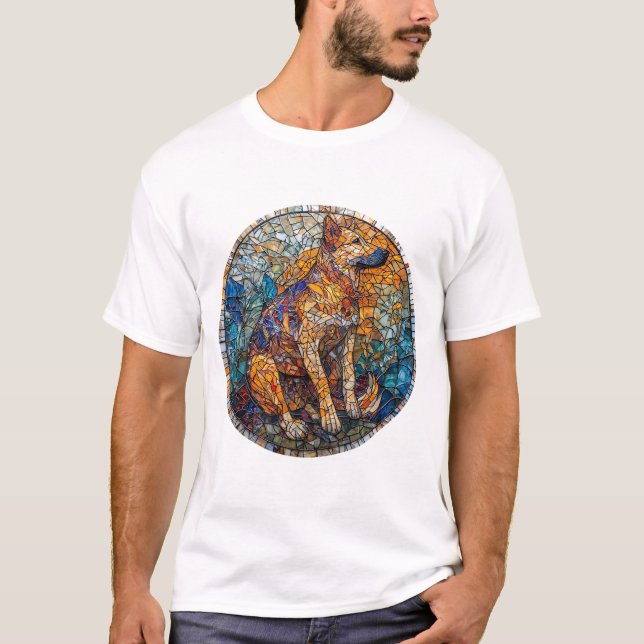 T-shirt Kai Ken Dog Vitrail Art (Devant)