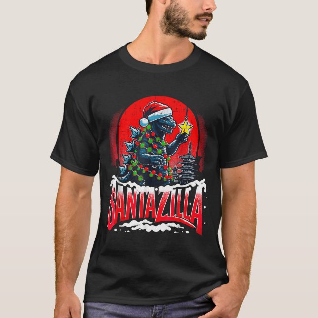 T-shirt Kaiju Christmas Santazilla Japanese Monster Dinosa (Devant)