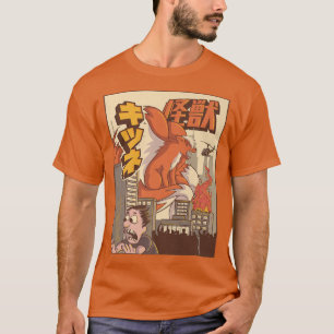 T-shirt Kaiju Kitsune Neuf Marqués Pour Le Monstre Japonai