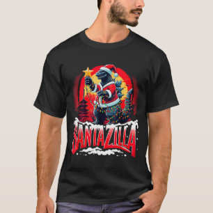 T-shirt Kaiju Noël Santazilla Monstre Japonais Dinosaure