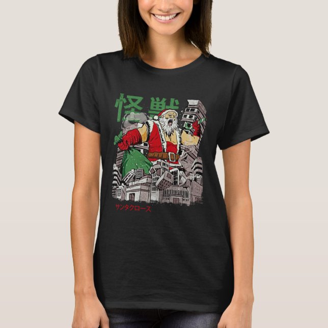 T-shirt Kaiju Santa Claus Japonais Anime Monster Noël (Devant)