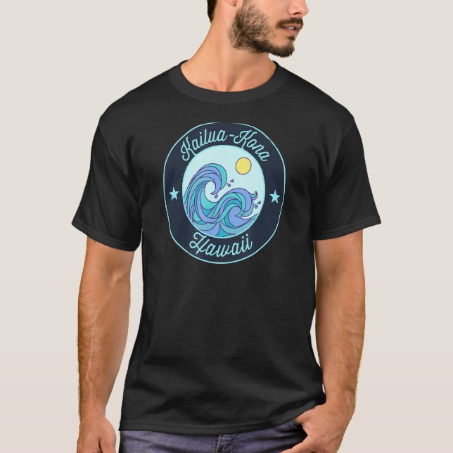 T-shirt Kailua Kona Hi Hawaii Souvenir Nautique Surfer Gra (Devant)